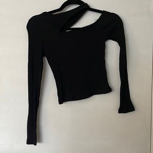 SHEIN | Black Long Sleeve w/ Asymmetrical Neck Cut Out